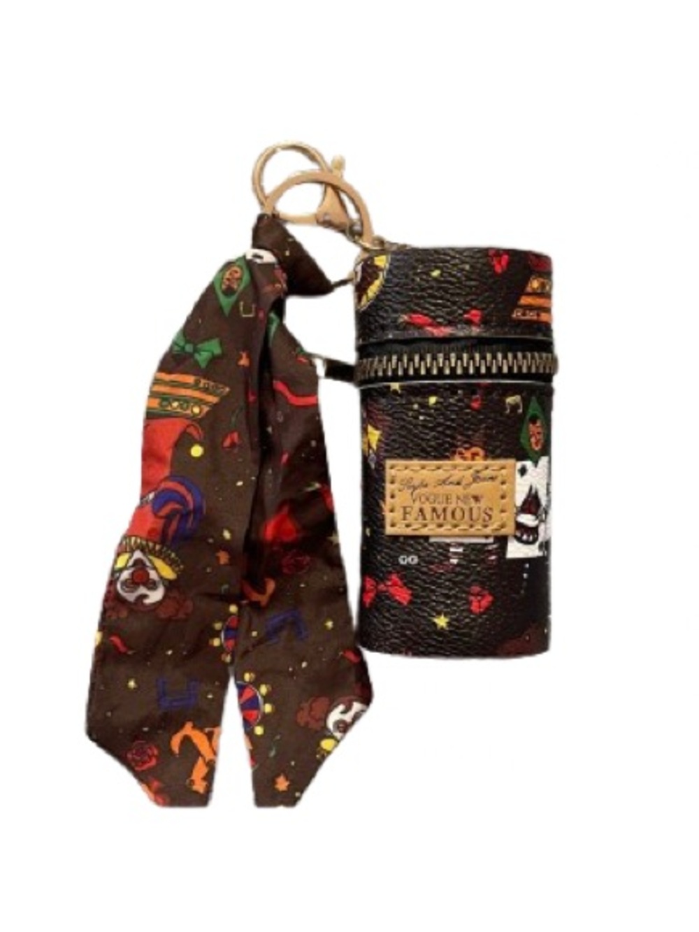 Vogue New Famous Bag Charm “Vintage Circus “Mini Scarf Barrel -zipper